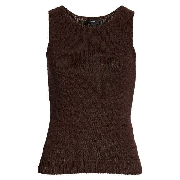 Theory Brown Knit Merletto Shell Sleeveless Sweater Top - Picture 6 of 14